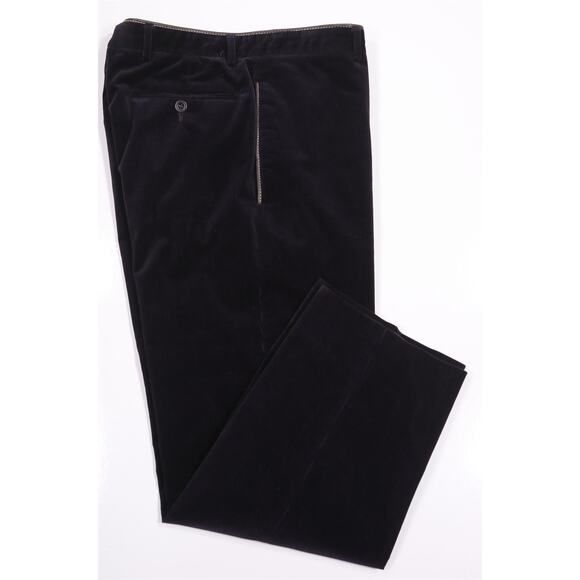 Hermes Paris Mens Dark Purple Cotton Corduroy Leather Trim Pants 30x26